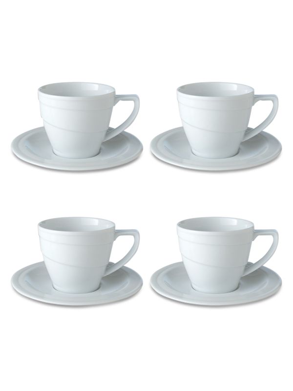 Berghoff Essentials 4-Piece Porcelain Teacup & Saucer Set